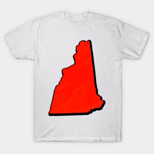 Bright Red New Hampshire Outline T-Shirt